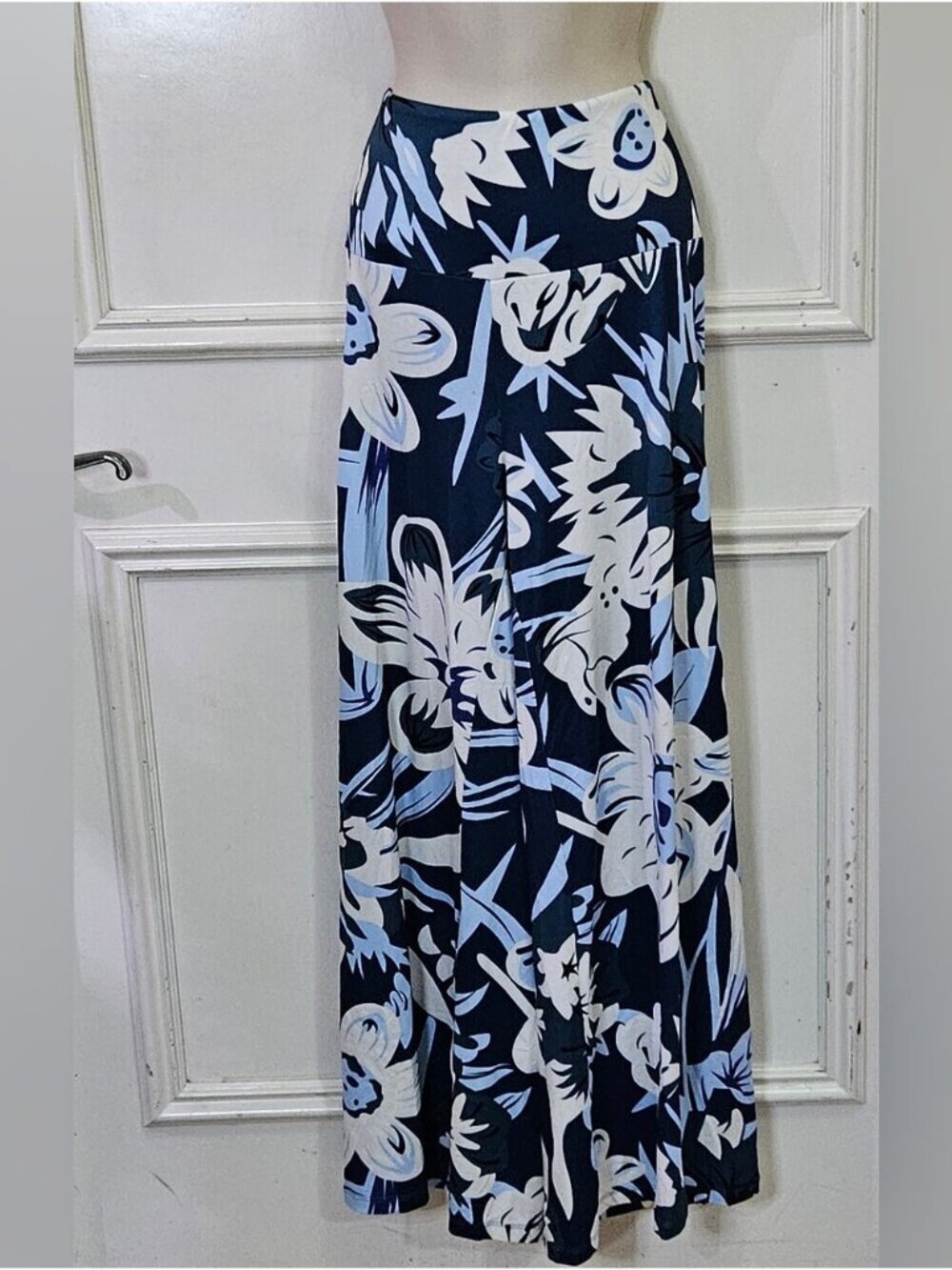 Blue & White Floral Palazzo Wide Leg Pants
